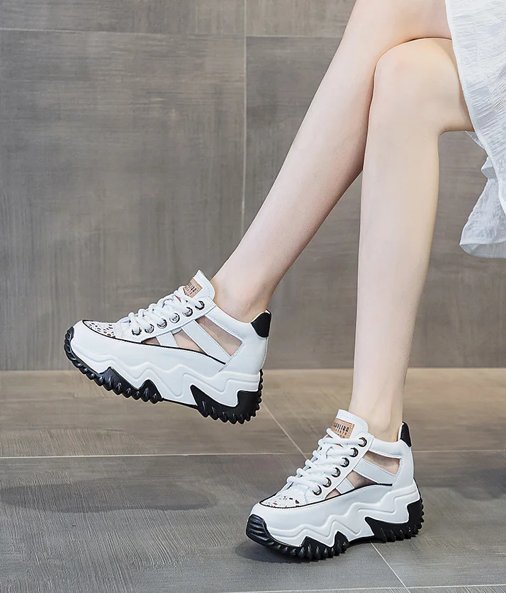 Hot selling women summer outdoor stylish hollow out height increasing shoes sandal