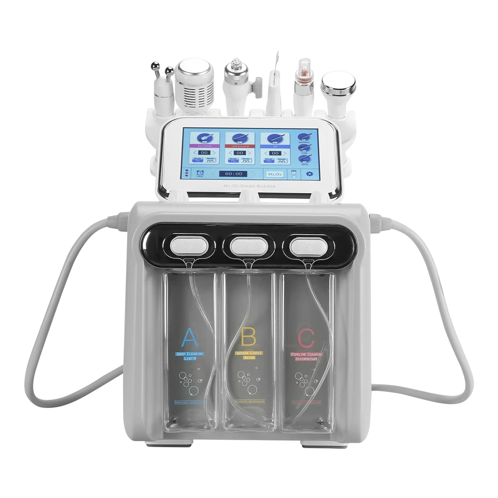 6 In 1 Oxygen Jet Vacuum Face Cleaning Hydro Water Peel Machine Acne Pore Cleaner Facial Massage Small Bubble Skin Care Device