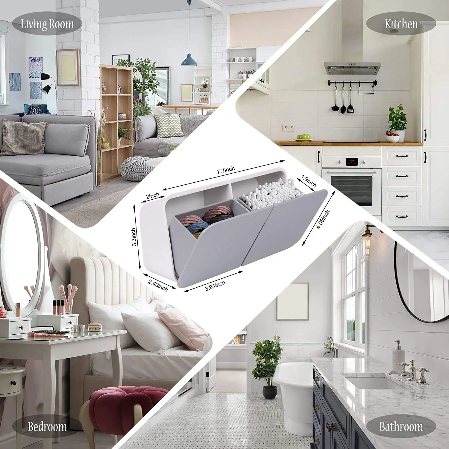 Flip Lid Cotton Swab Storage Box Wall Mounted Bathroom Organizer Dustproof Household Storage Cosmetic Container Jewelry Case