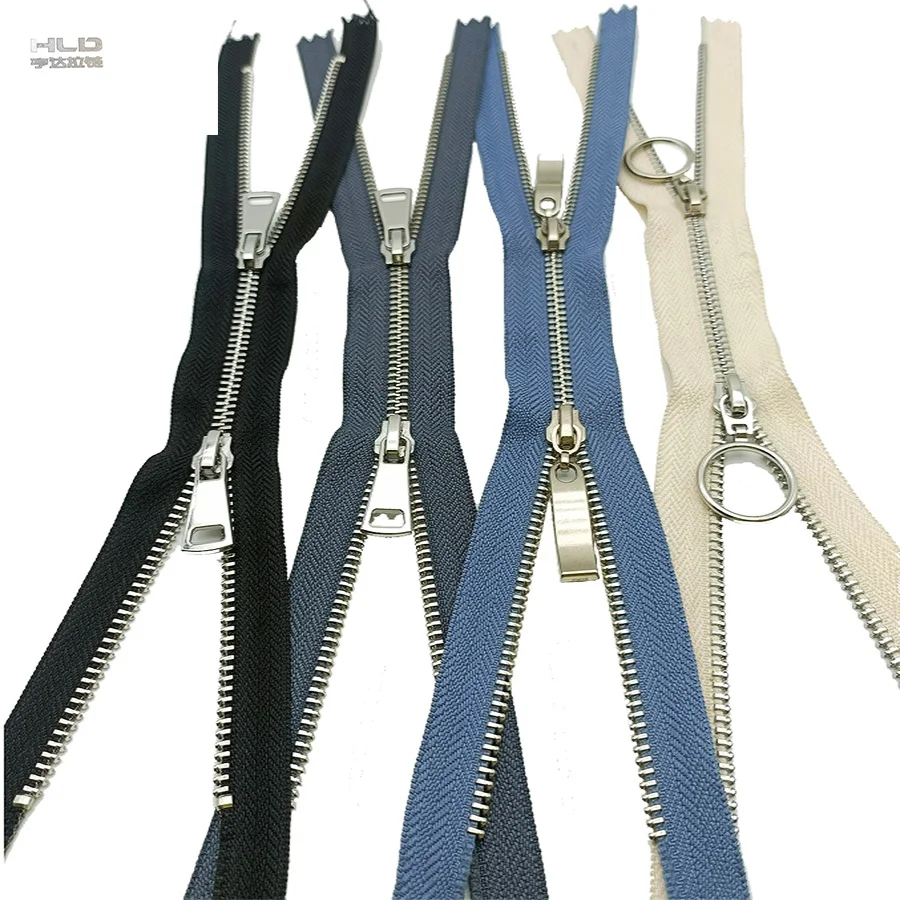 hengda factory customized zinc alloy  double slider matel  zipper 20cm/25cm chunky closed end zip  heavy duty zippers  for tent