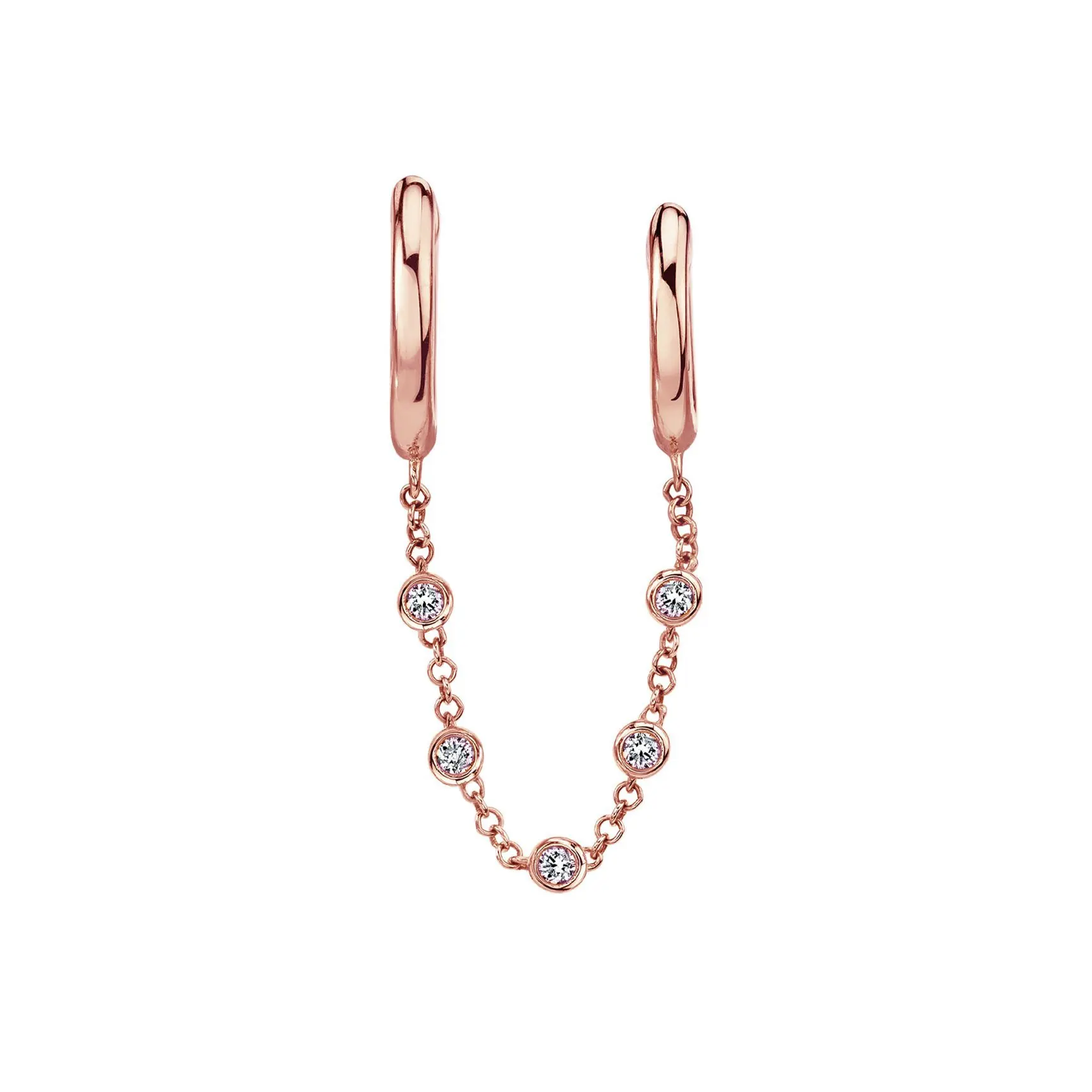 Hot Selling Fashion Ladies 18k Gold Plated Earrings Long Chain Zircon Hoop Earrings Jewelry for women
