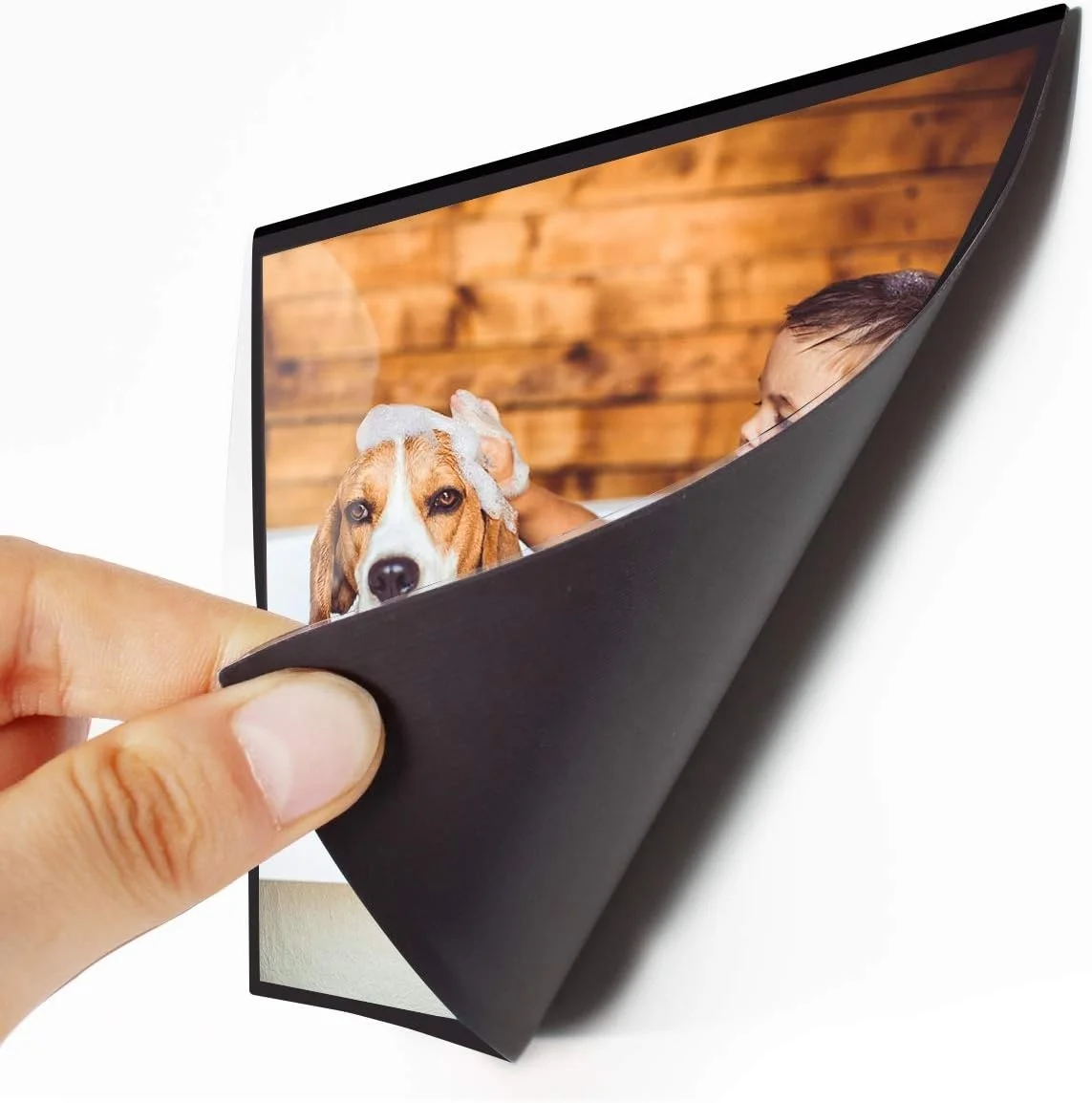 Custom Black Small Wallet Magnetic Picture Frames for Fridge Hold Little Mini Refrigerator Magnet Photo Pockets Sleeves