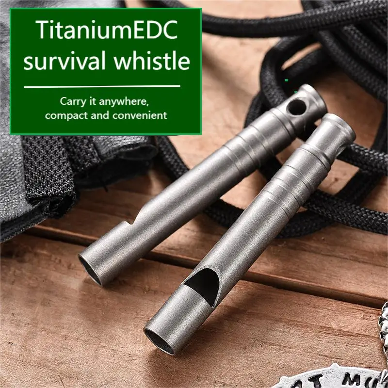 BST-TI Titanium alloy single tube blast whistle outdoor high decibel camping picnic training EDC gadget titanium outdoor whistle