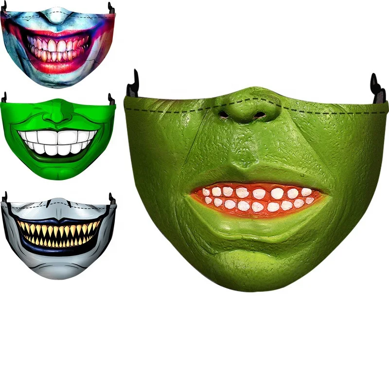 Halloween mask party mask 3D OEM Decoration Unisex Custom Logo Printed Skeleton Mouth Color Face Cover Halloween Party Mask