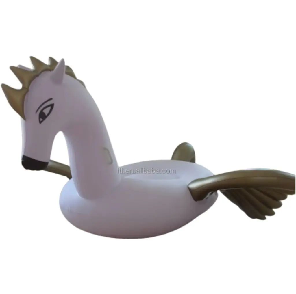 SZZHN custom inflatable flying horse seaside big PVC white gold animal float row for sale