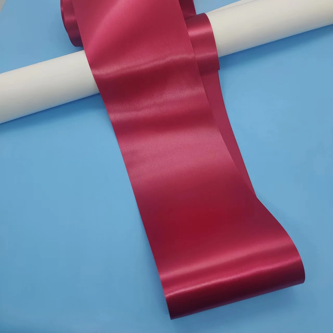 Customized Slit Edge Polyester Satin Tape Double Face 4 Inch 100mm Wide Satin Ribbon Rolls For Graduation Sash