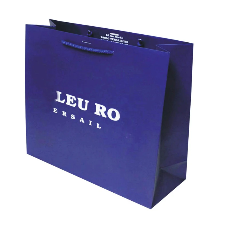 Luxury High Quality Cardboard Custom Blue Paper Packaging Recycle Cloth Cosmetic Cute Paper Gift Bag