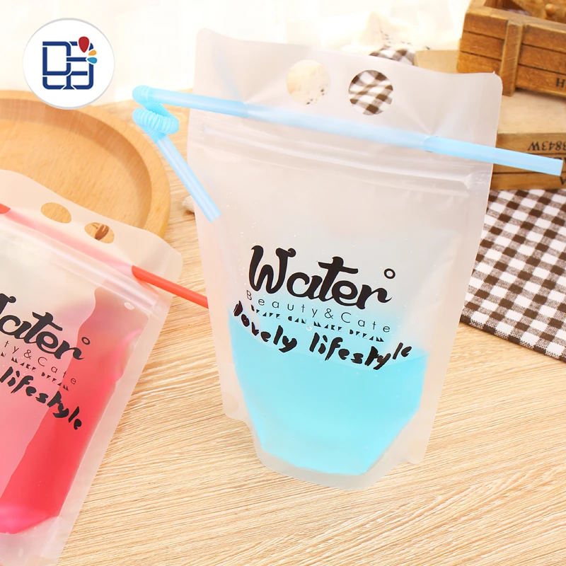 
Stock products soda water drink frosted plastic beverage packaging bag for custom 