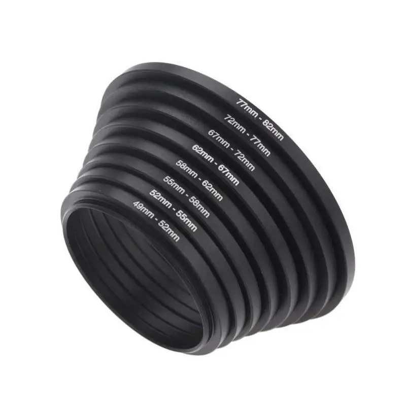 55-58 55-62 55-67 58-62 58-67 58-72 58-77 58-82 62-67 62-72 62-77 72-77 77-82mm Metal Step Up Rings Lens Adapter Filter Set