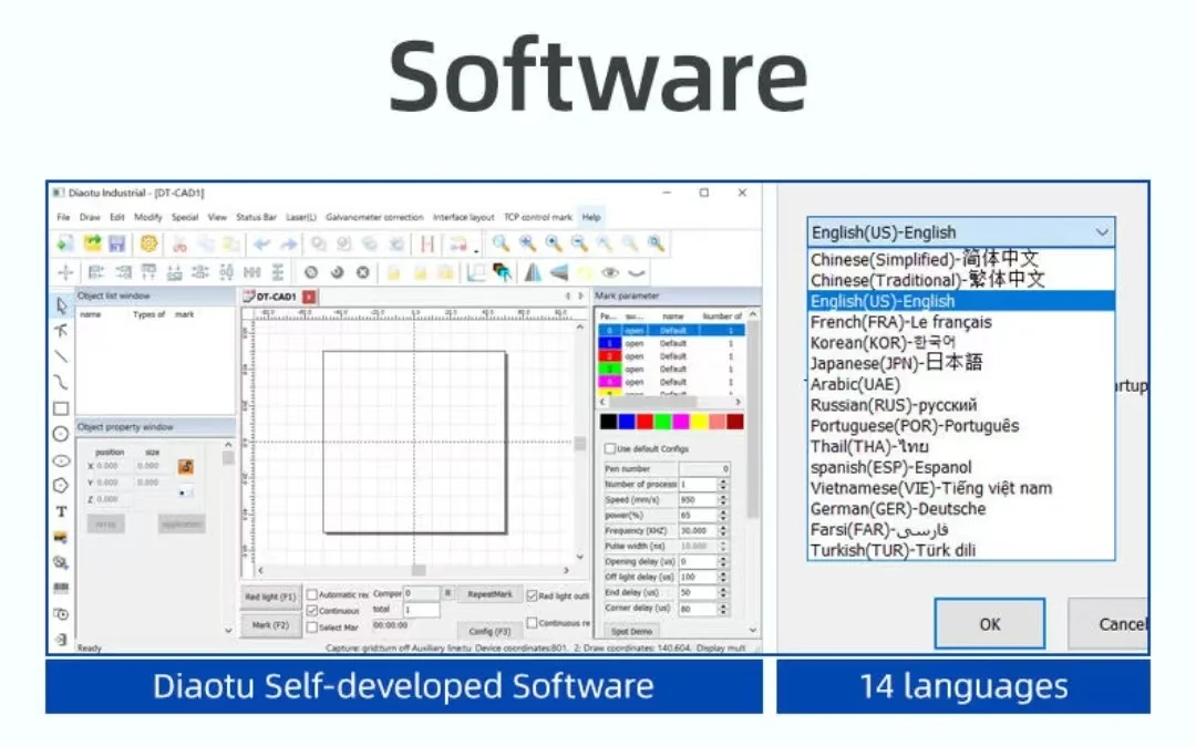 DIAOTU Small Desktop 20w 30w 50w 60w Laser Engraving Machine Metal Plastic Fiber Laser Marking Machine for Plastic Tag
