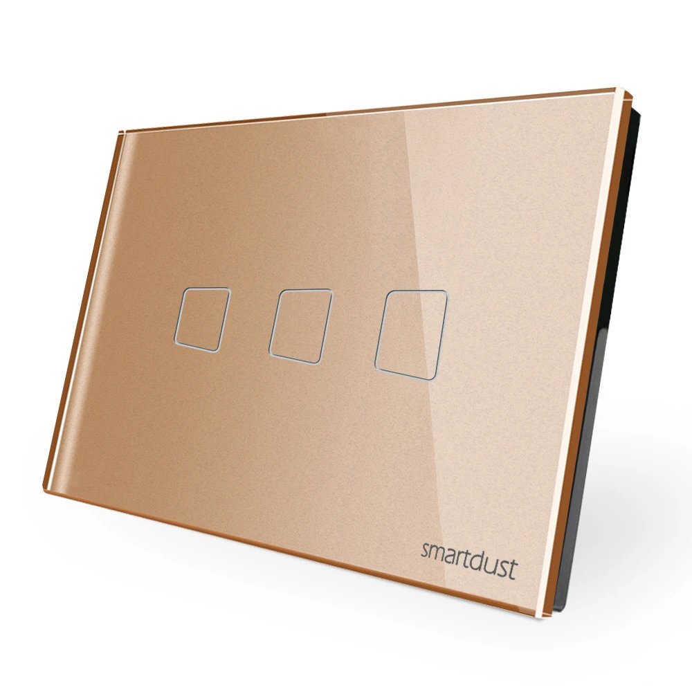 New Arrival Smartdust US White Black Gold grey zigbee & RF remote control  3 Gang 1 Way  Modern Wall Switch