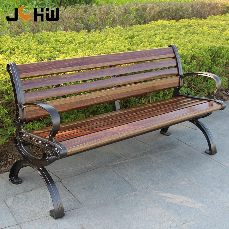 Hot sale metal wooden park bench outdoor garde street bench with cast aluminum leg