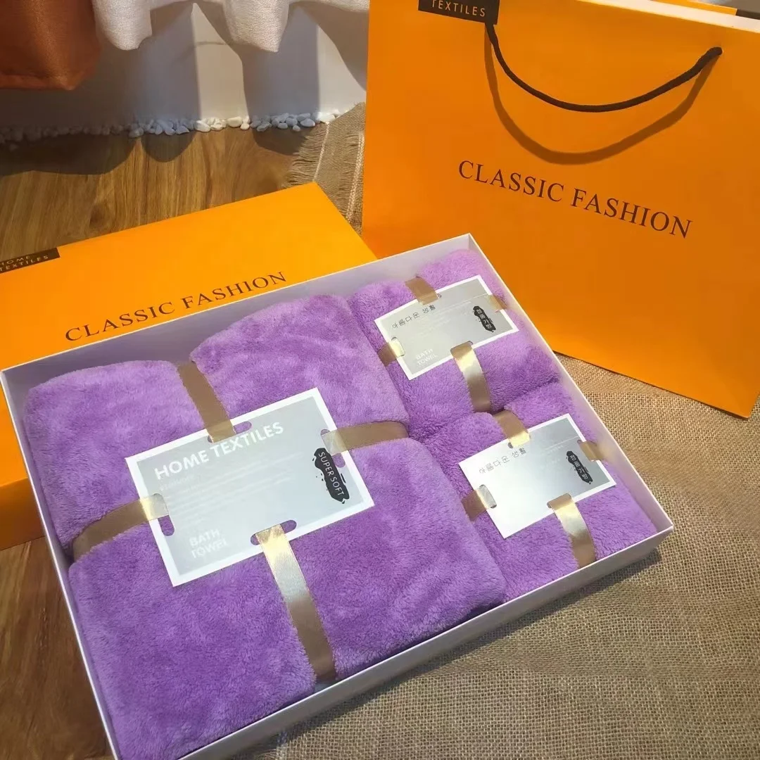 Luxury Women Gifts Super Soft Quickly Dry Multicolor Household Coral Fleece Microfiber Bath Towel Set