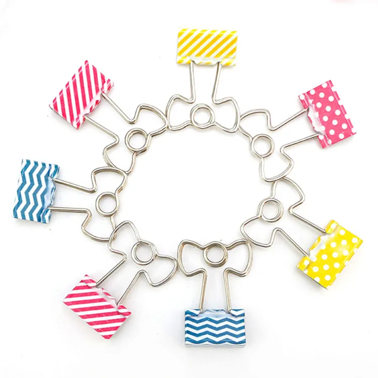 factory professional custom binder clip supplier pms color painted bowknot shape clip 19mm