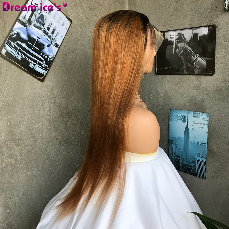 High Quality Bone Straight Brazilian Human Hair Lace Front Wig13x4 Remy HD lace Wigs 1B/30 Color Human Hair Wigs For Black Women