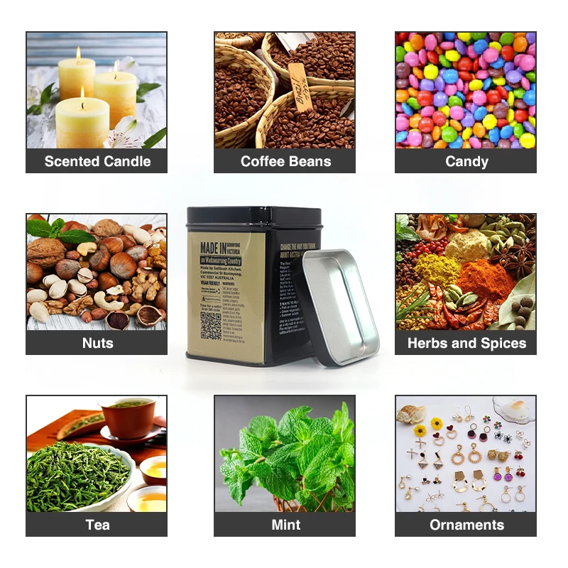 Wholesale Square Tea Tin Container Tin Packaging Custom Square Tea Tin Box Food Grade Metal Customized Logo Durable