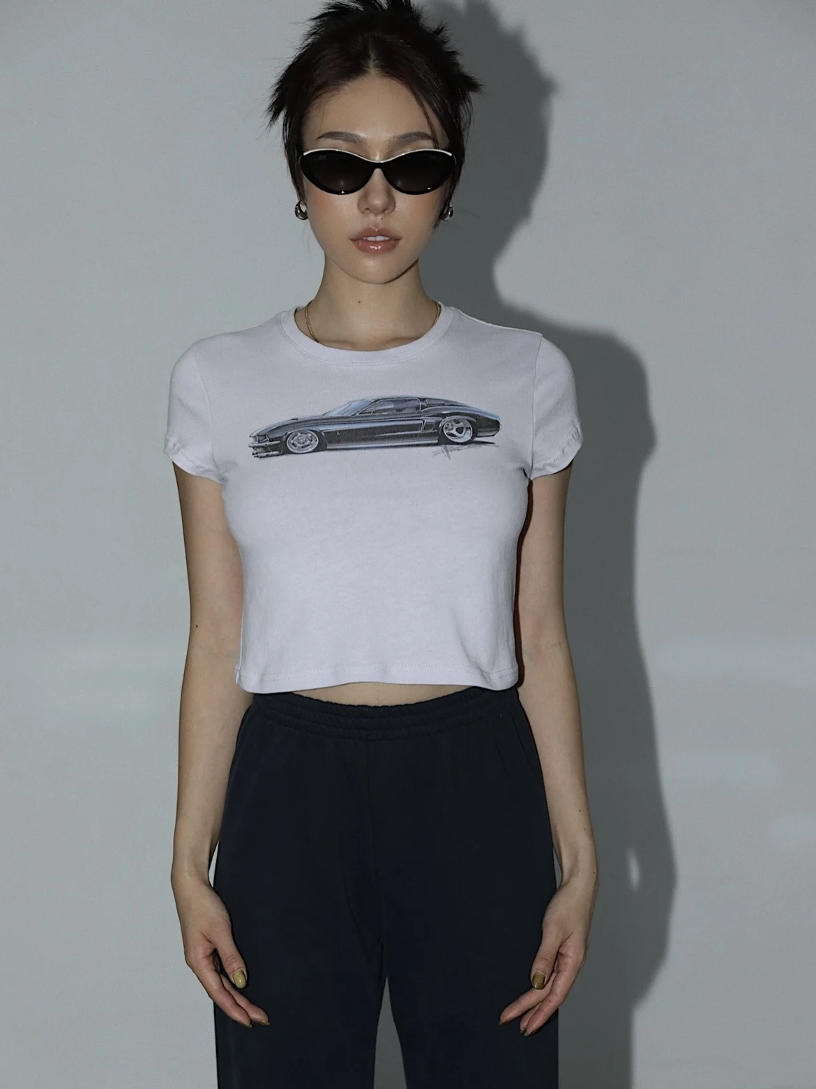 Organic Cotton Fashion Baby Tee Sustainable Women Sexy Printed Crop Tee Eco Friendly Crop T Shirt