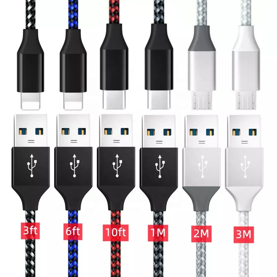 for iPhone Charging Cable 3 Meter Custom Logo Fast 2.4A Nylon Braided USB Data Sync i Phone Charger 10 feet Cable for iPhone