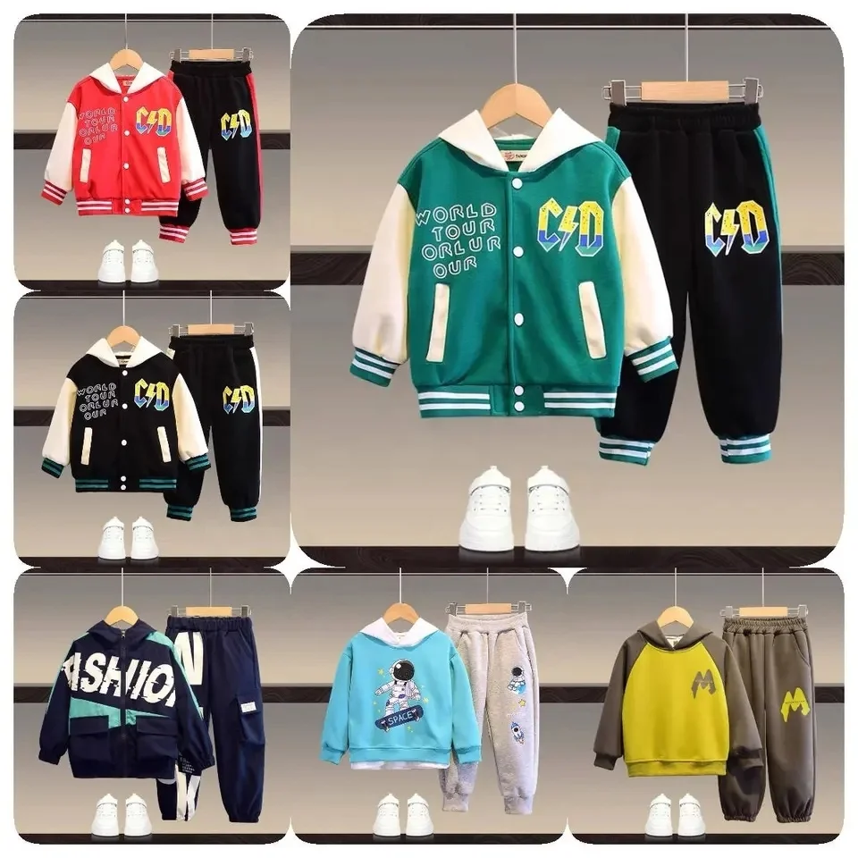2023 boys jogging suit wholesale Sportswear leisure Sportswear children outdoor warm suit boys 2 pieces
