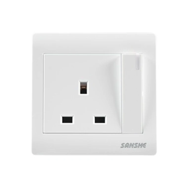 SANSHE modern design british standard electric wall switch with 3 pin flat socket