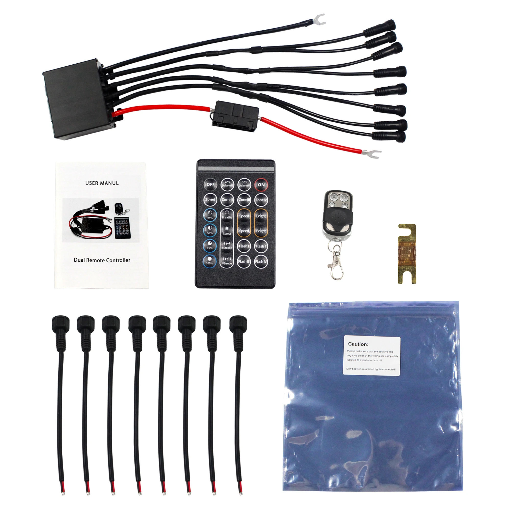 IP68 waterproof 1000W Dual Remotes Controller 4 key 24key Wireless  Multi Function Truck Wheel Light Controller