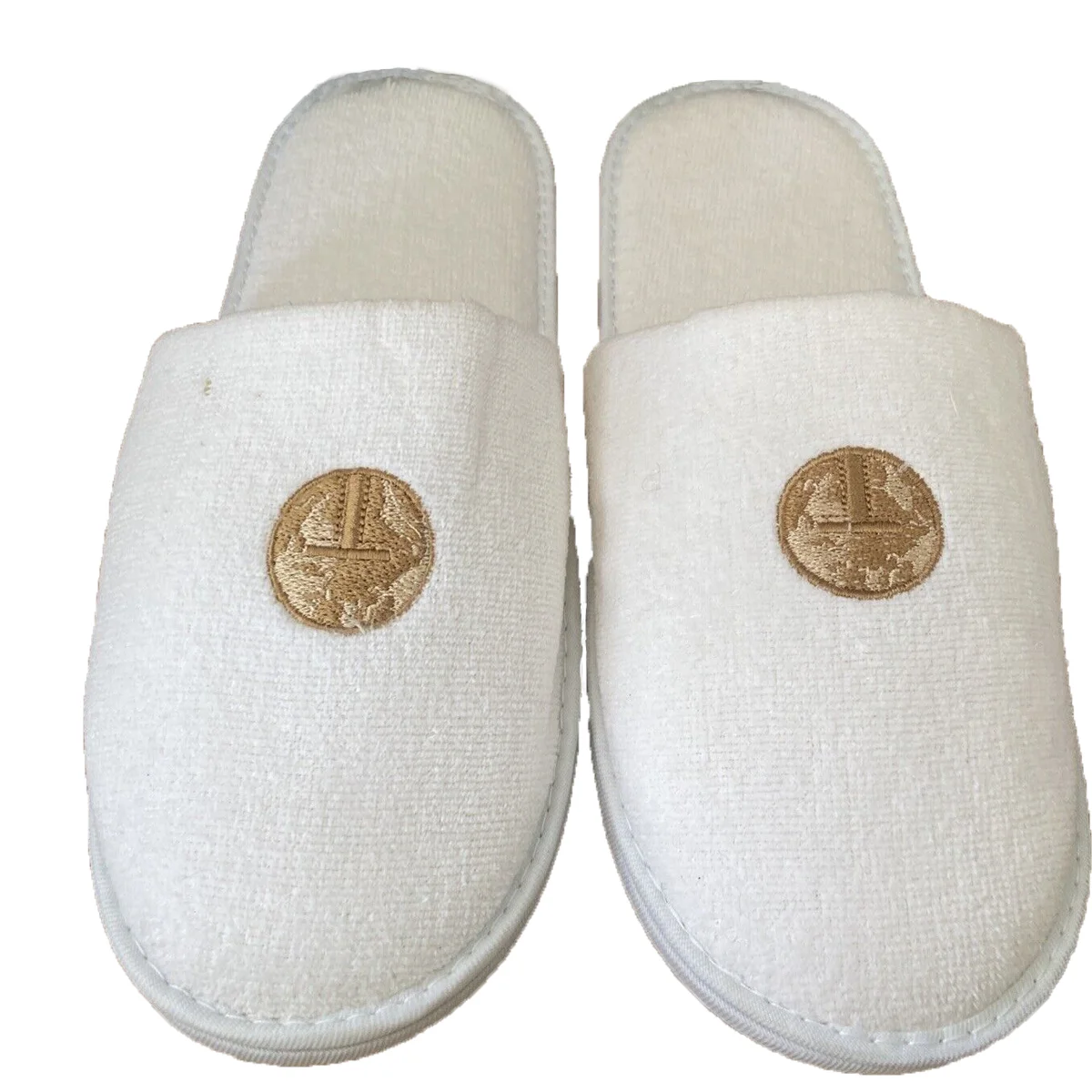 Trump Hotel slipper Custom Logo  High Quality Soft Velvet Polyester disposable hotel slippers