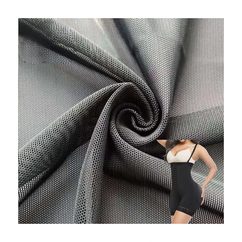High Quality 280GSM 93% Polyester 7% Spandex Power Net Mesh 4 Way Stretch Fabric For Underwear Shapewear