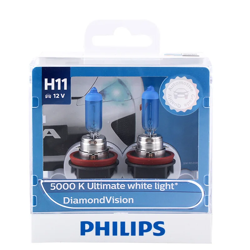 Philips Diamond Vision H1 H4 H7 H8 H11 9005 9006 HB3 HB4 12V DV 5000K Cool White Light Car Halogen Headlight Fog Lamp