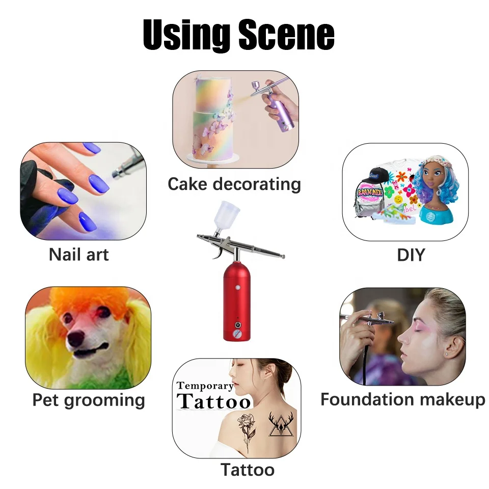 high air Flow Barber Model Painting Cordless wireless portable Airbrush Compressor Kit mini Air Brush