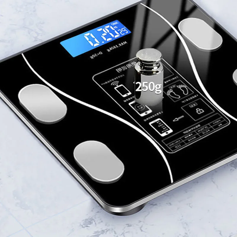Оптовая продажа, Bluetooth Смарт-ЖК-весы для тела, модные бытовые электронные весы для ванной комнаты, весы для баланса жира