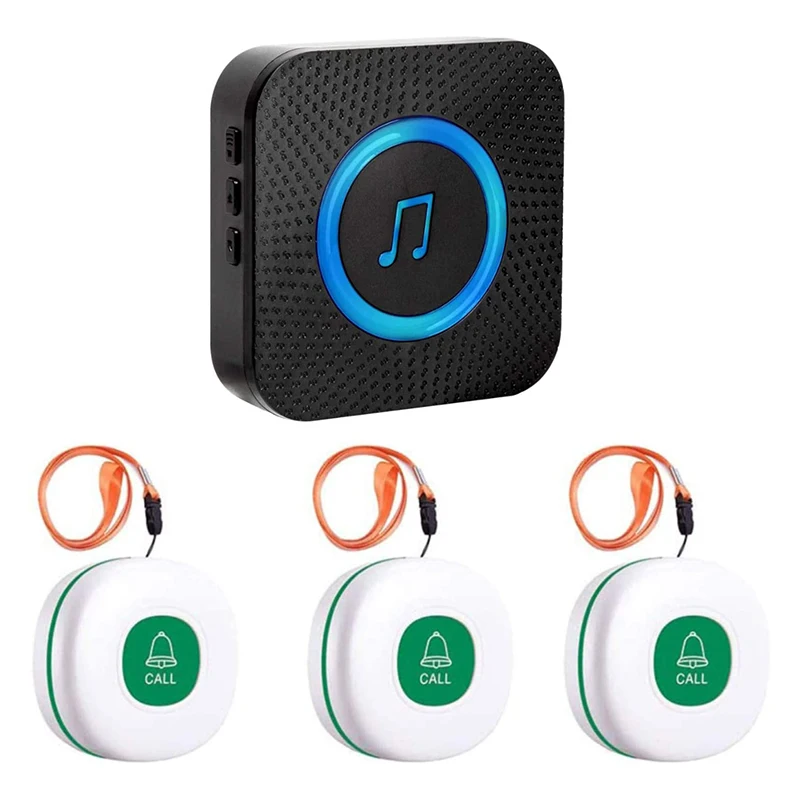 Daytech YYCG03 3-1 Panic Button Pager Smart Caregiver Call Button System with 1 Receiver + 3 Waterproof Transmitters