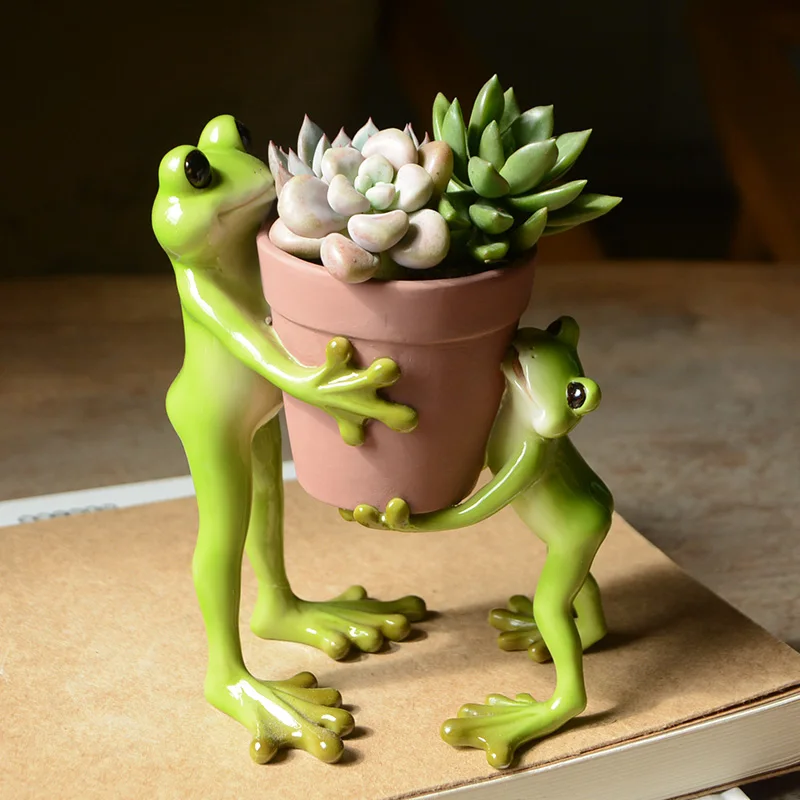 Z16149A High Quality Resin Statue Tabletop Planter Pot Frog 6 Inch tiny Flower Pot animal pots for plants garden decor Bonsai