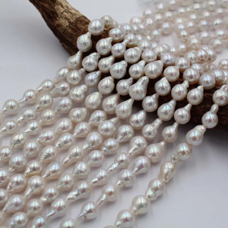 New 8-9mm Nucleated White Baroque Pearls Natural Freshwater Droplets Necklace Jewelry Accessories DIY Loose Beads