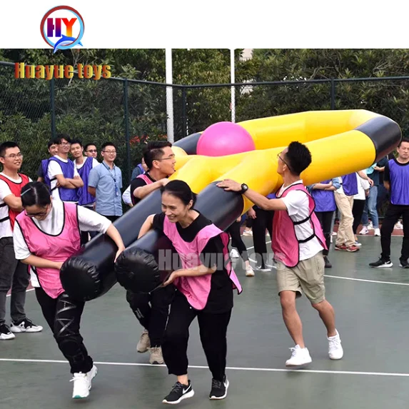 High Quality  Cooperative Move  Inflatable Tennis racket Team Building games Inflatable Tennis Toys Fun sports running game