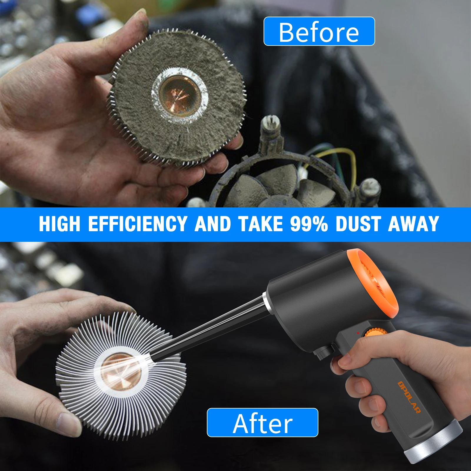 OPOLAR Speed Adjustable Computer Duster Keyboard Portable Cordless Air Blower Duster Rechargeable Electric Compressed Air Duster