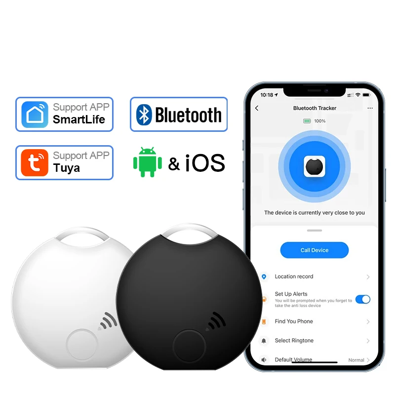 BLE Tuya Smart Tag Compatible iOS Android Bluetooth Tracker Mini GPS Locator Key Finder for Bag Luggage Wallet Pets Kids Vehicle