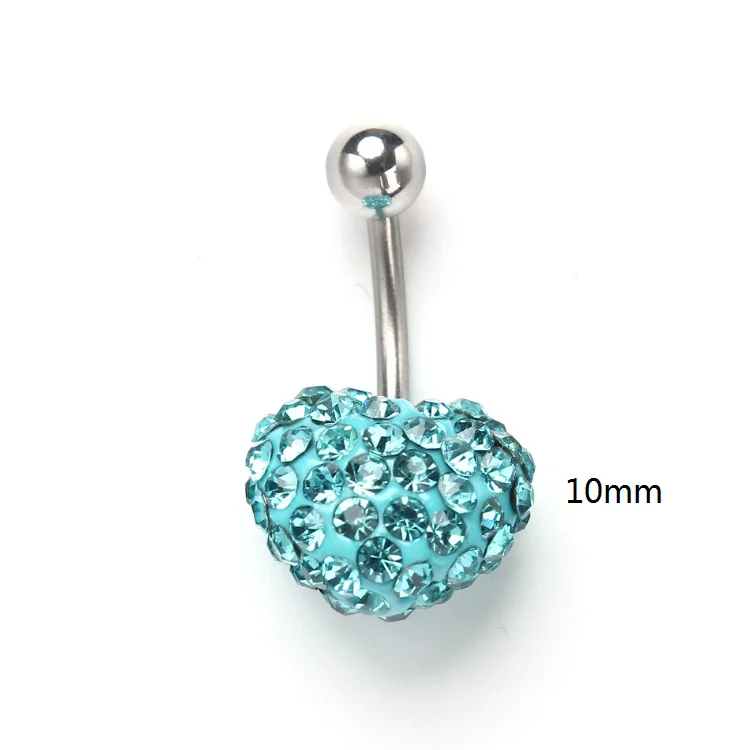 Retail Shiny Multi Crystal Single Sweet Heart Ball Belly Button Ring Navel Ring