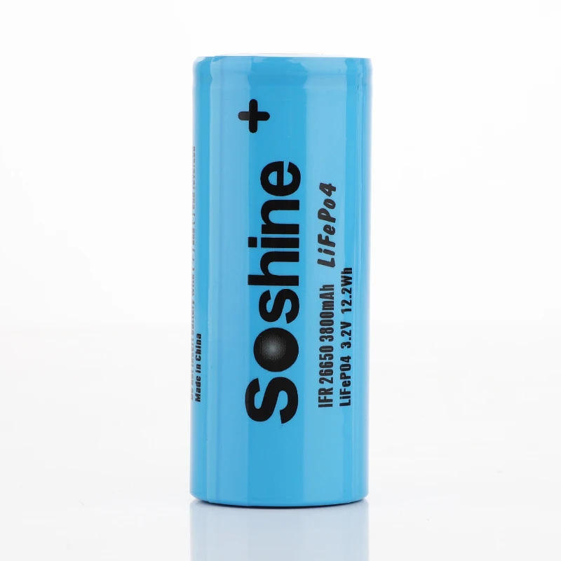  Новый перезаряжаемый аккумулятор Soshine 26650 LiFePO4: 3 2 в 3800