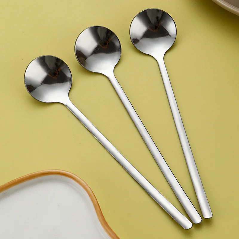 GEMEI Creative Small Round Chocolate Coffee Tea Desserts Spoon Multifunctional Spoon Stainless Steel Sliver Spoon