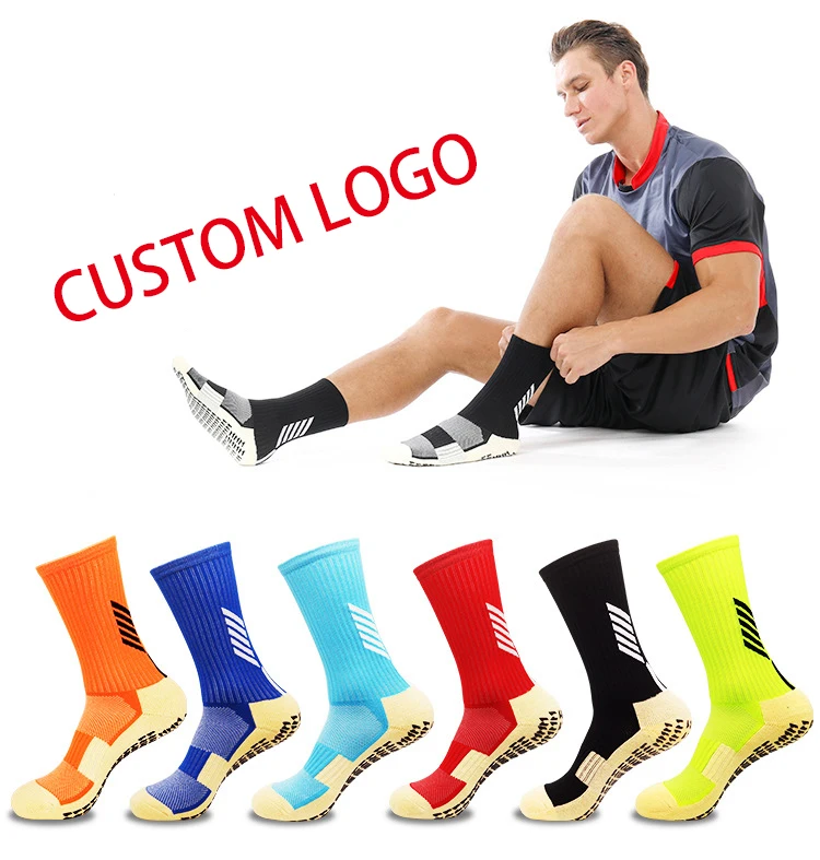High Quality Fashion Design Sport Men Running Anti Slip Tube Trampoline Custom Socks Football Soccer Sports Grip Socks