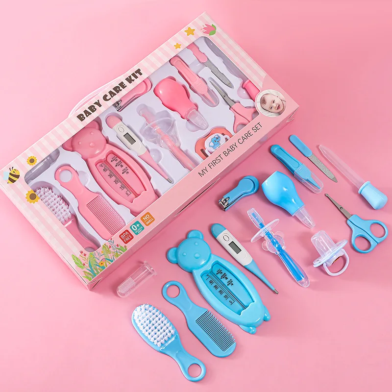 Hot sale portable mother and baby supplies baby care set nasal aspirator medicine feeder 13 sets baby nail  thermometer