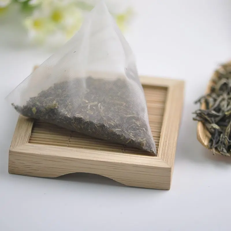 Disposable non woven empty biodegradable pyramid tea bags for loose tea