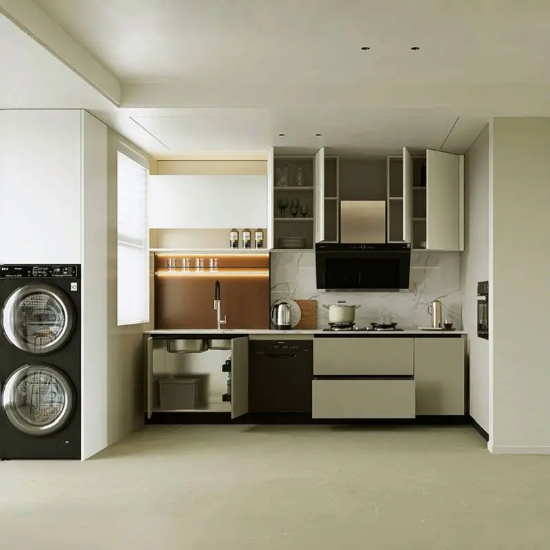 Counter Islands High Gloss Luxury Modern Complete Set Cuisine Ka Saman Pictures Stainless Steel Furniture Kitchen Cabinet