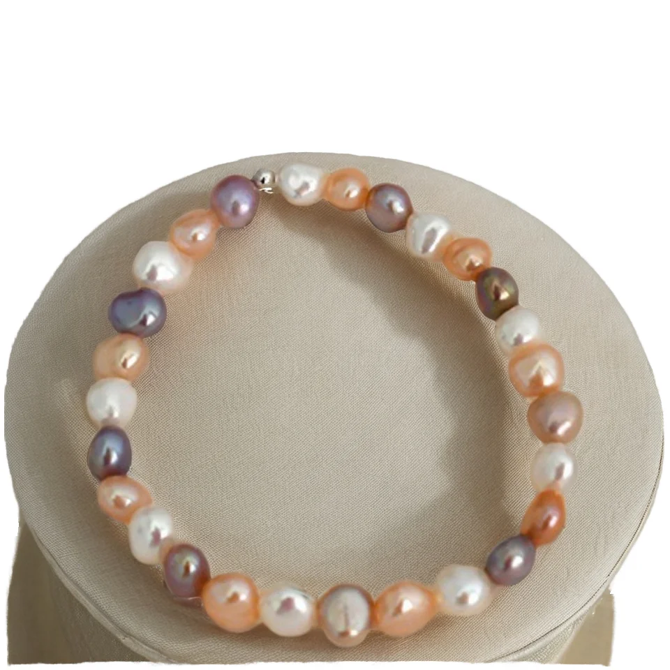 Retro Fashion Pearl Fresh Water Pearl Profiled Bracelet Mixed Color Pearl Bracelet Female
