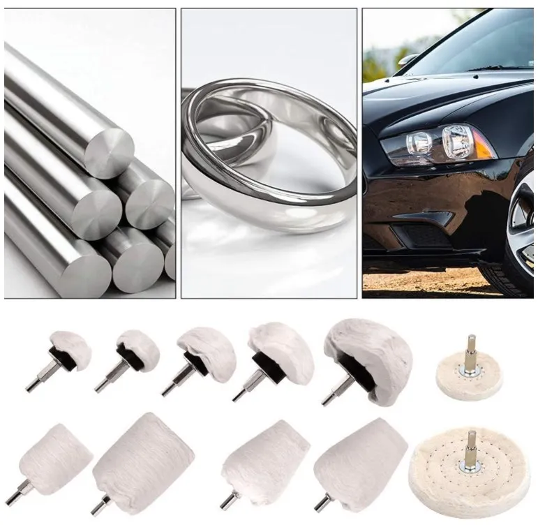 
11Pcs Buffing Wheel Polishing Wheel Kit with 1/4 inches Hex Shafts for Manifold/Aluminum/Stainless Steel/Chrome 