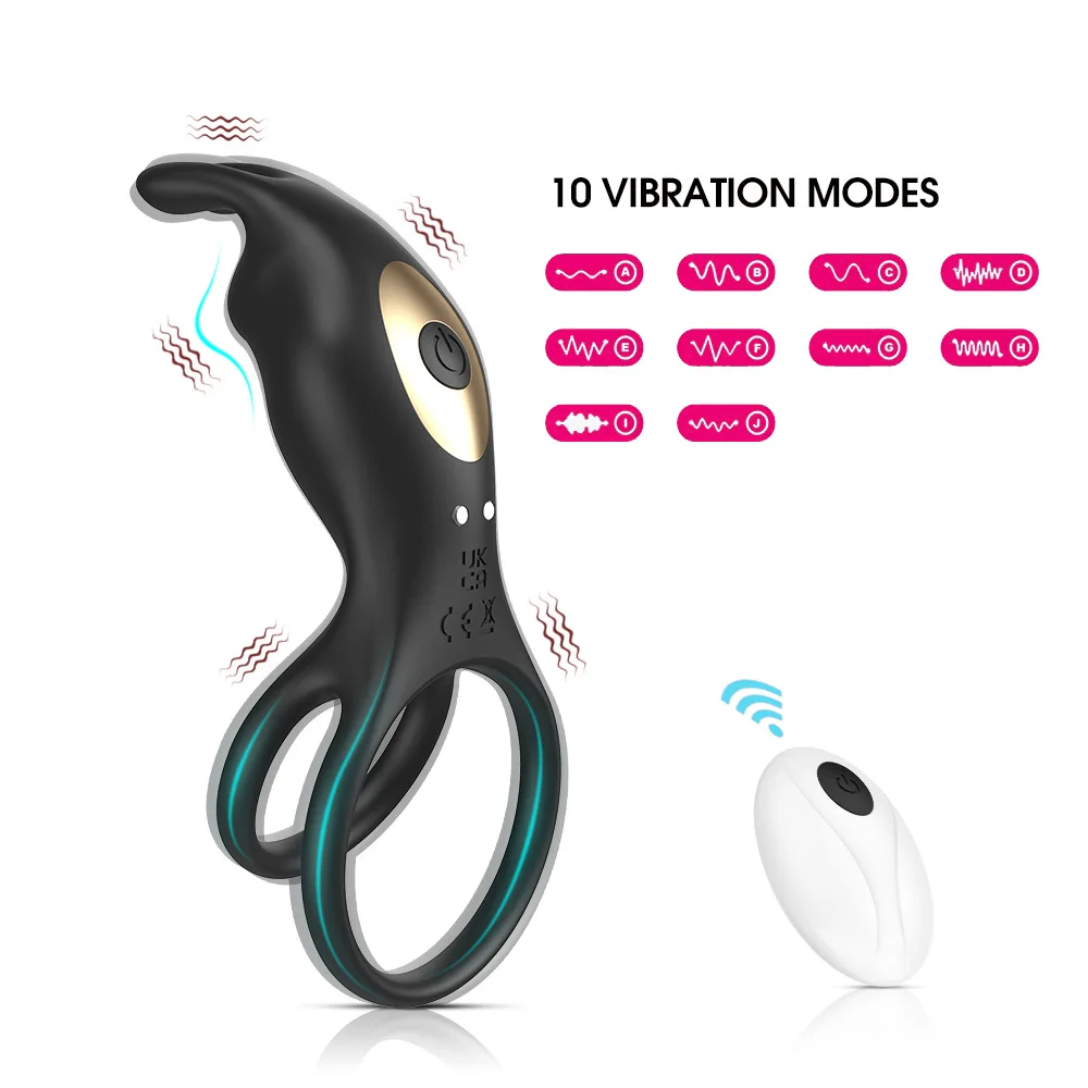 Adult Rogue Rabbit APP Remote Control Vibration Double Delay Silicone Lock Essence Ring Couple Products 18