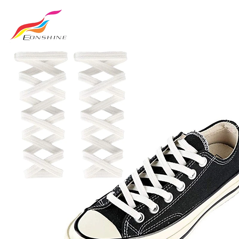 Durable 8mm Wide 120cm Long Flat Hollow Pure Cotton Material Shoelaces for Running Shoes