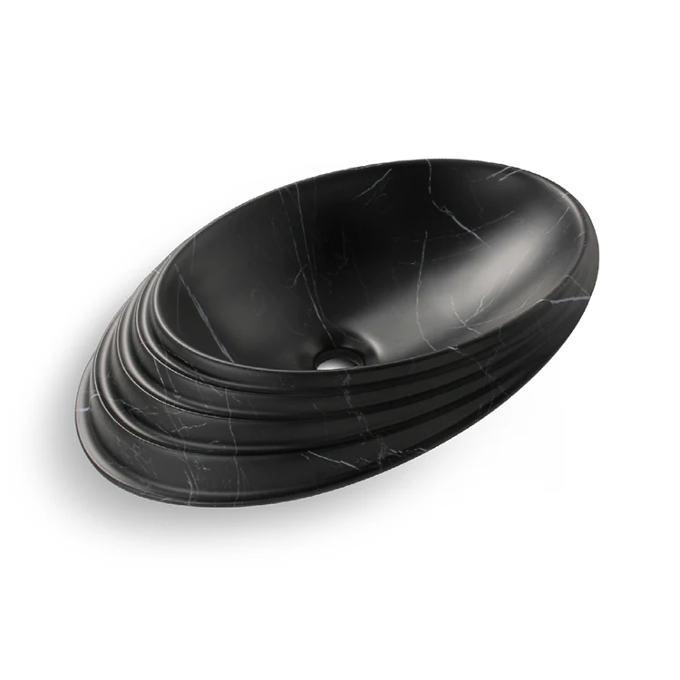 HEGII new modern designs counter top color ceramic matt black marble bathroom vessel sink hand wash art basin for dining