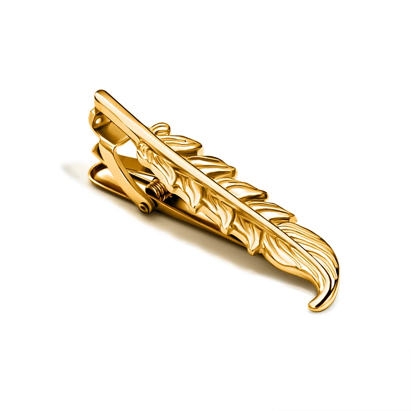 
Wholesale Personalized High Quality Metal Unique Design Tie Bar Gold Feather Tie Clip 