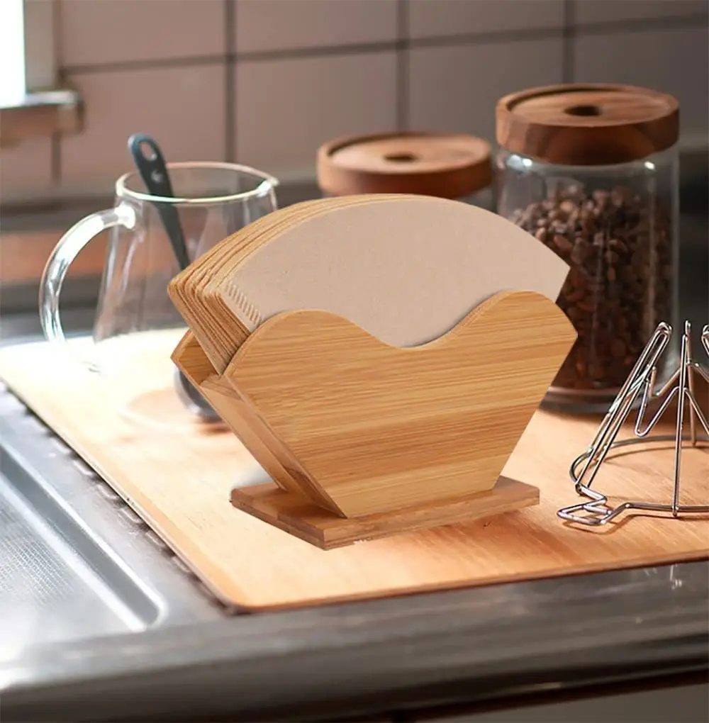 Custom made wooden coffee filter stand v - type  filter paper holder